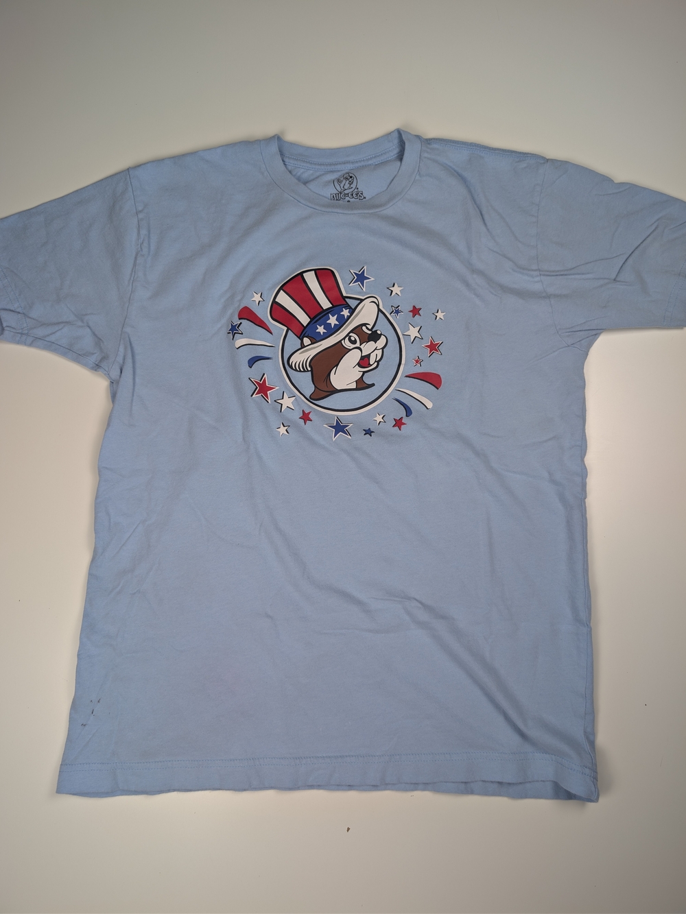 Buc-ees Small Light Blue Patriotic Uncle Sam Sweet Land of Liberty T-Shirt